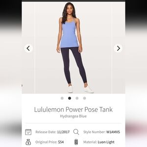 Lululemon Power Pose Tank Sz 8 Hudrangea Blue